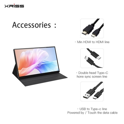 Sprzedaż hurtowa 15,6-calowy przenośny monitor FHD 4K Touch bez dotyku Monitor przenośny z portem HDMI typu c